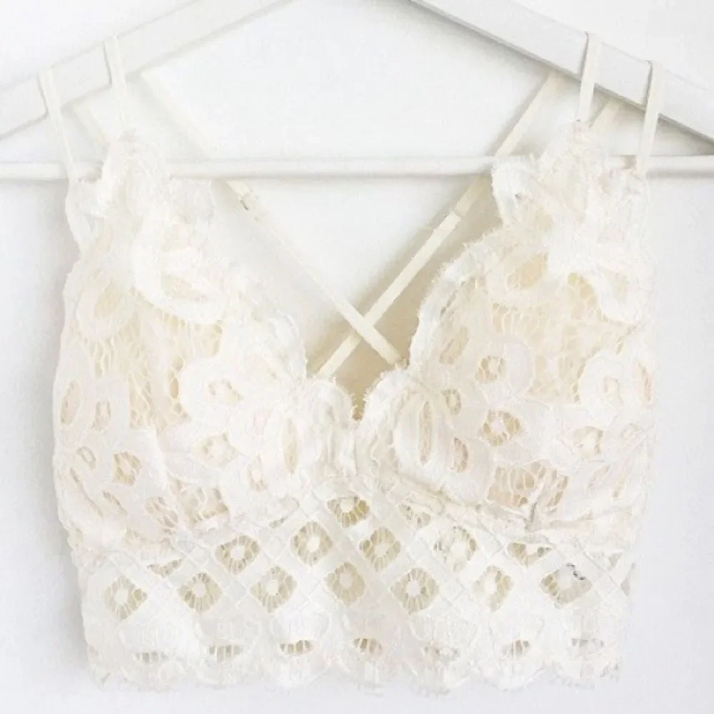 Boho Floral Anemone Off White Soft Lace Bralette - Picture 4 of 4